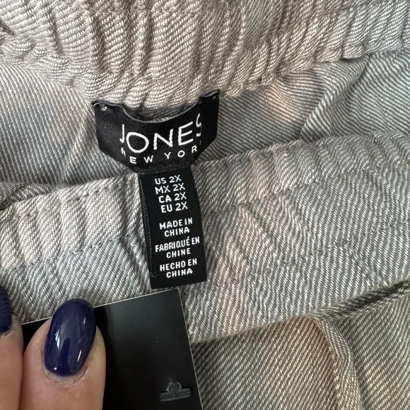 Jones New York 52% linen 40% cotton wide leg dress pants/capris - Picture 2 of 3